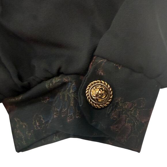 Vintage 90s Girls 12 Floral Party Dress Puff Sleeve Gold Trim Amy Too! Byer CA - Picture 6 of 10